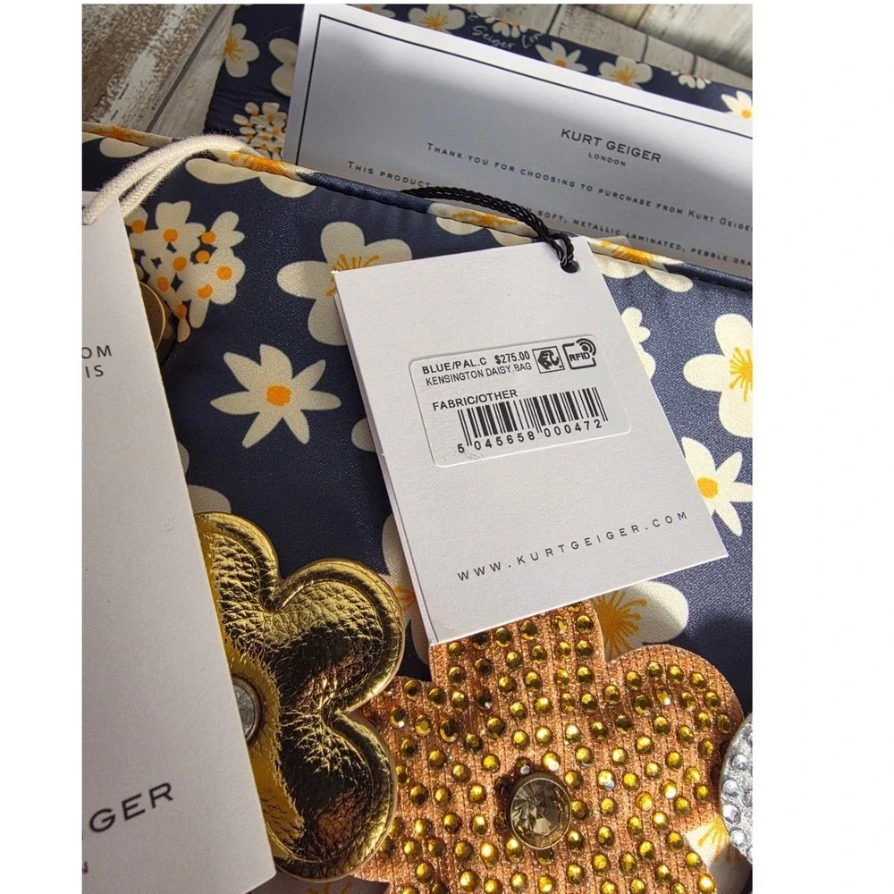 KURT GEIGER Floral Embellished Handle Chain Bag Party Purse Occasion Statement